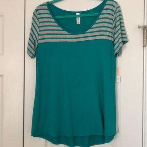 LuLaRoe Teal and Gray Classic T